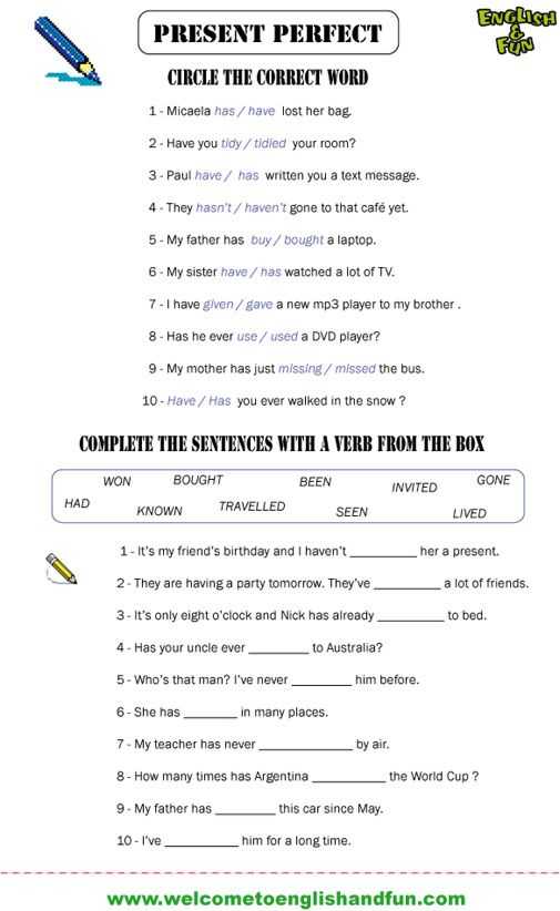 Perfect Verb Tense Worksheet and Present Perfect Past Simple Worksheets Pdf 4th Grade