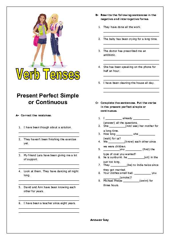 Perfect Verb Tense Worksheet or 57 Free Present Perfect Continuous Worksheets
