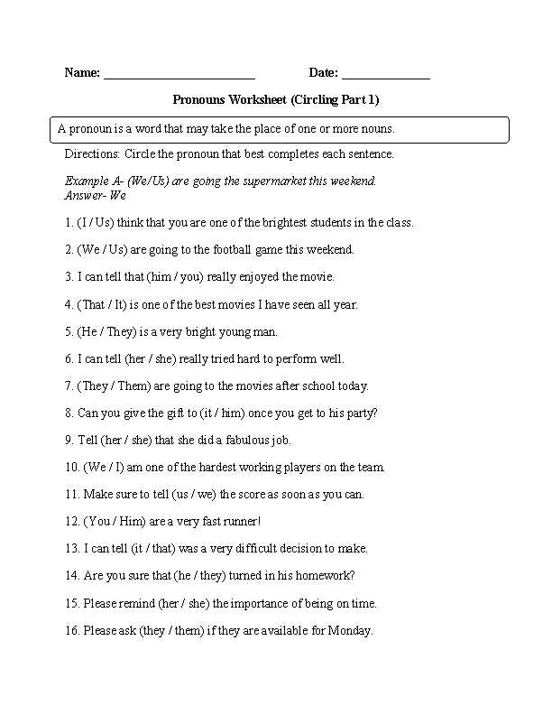 Personal Pronouns Worksheet as Well as Circling Pronouns Worksheet 1 School Pinterest