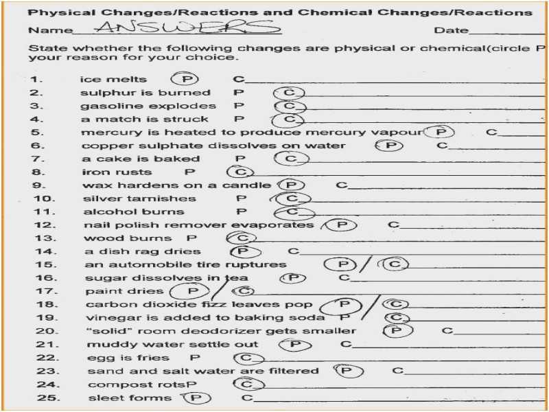 Physical and Chemical Changes Worksheet as Well as Worksheet Works there they Re and their Answers Kidz Activities