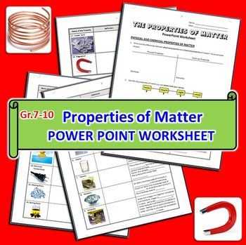 Physical and Chemical Properties Worksheet Also Properties Of Matter Powerpoint Worksheet Editable
