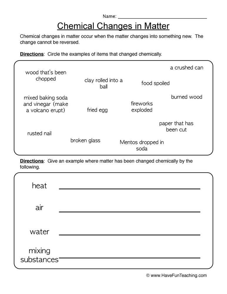 Physical Chemical Changes Worksheet Also 19 Awesome Physical and Chemical Changes Worksheet Answers