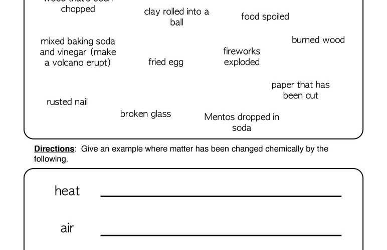 Physical Chemical Changes Worksheet or 19 Awesome Physical and Chemical Changes Worksheet Answers