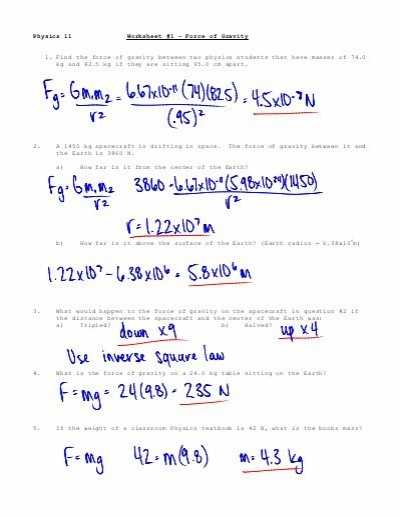 Physics force Worksheets with Answers as Well as Gravity I Worksheet Faculty