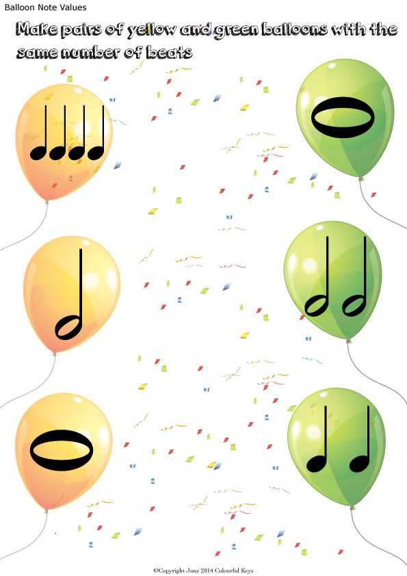 Piano theory Worksheets Along with Note Values Worksheets with Owls and Balloons
