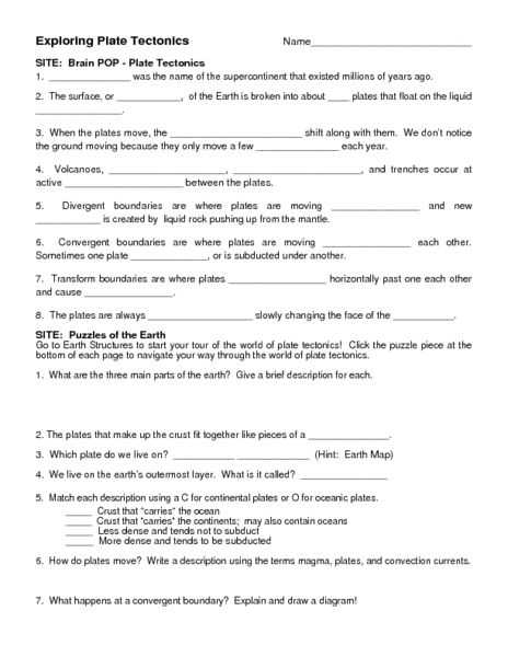 Plate Tectonics Pdf Worksheet Along with Exploring Plate Tectonics Worksheet Lesson Planet