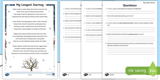 Poetry Analysis Worksheet Answers and Ks2 My Longest Journey Poem Differentiated Worksheet Activity