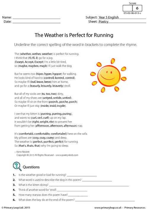Poetry Comprehension Worksheets as Well as Prehension Poems
