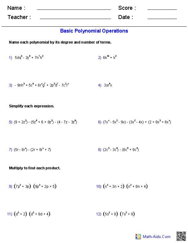 Polynomials Worksheet Pdf and Polynomial Functions Worksheets Algebra 2 Worksheets