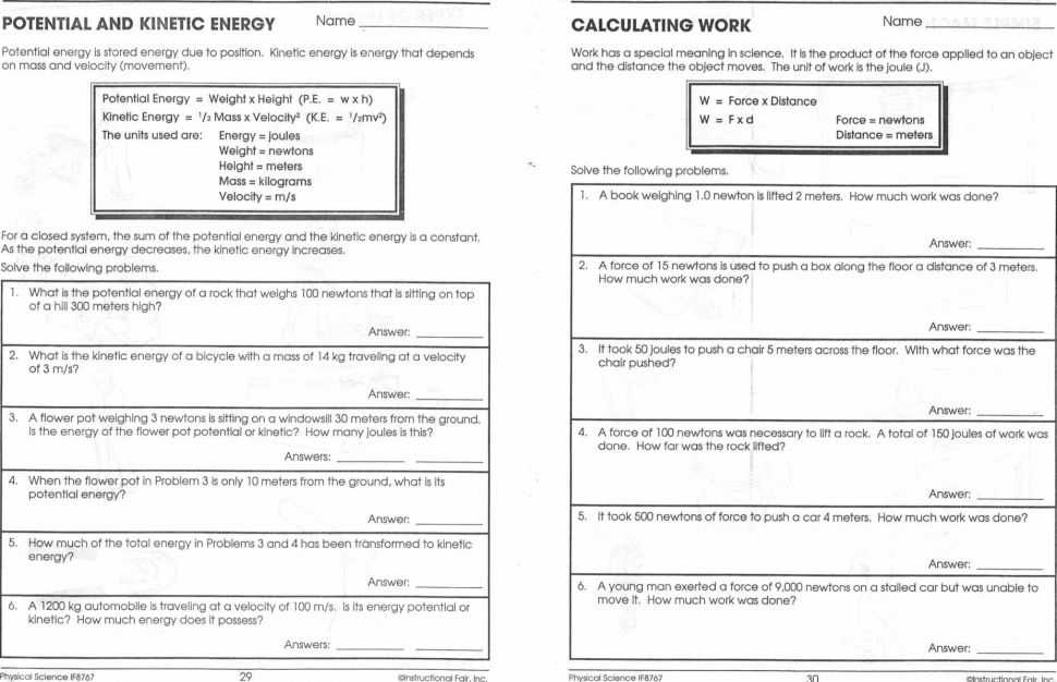 Potential Energy and Kinetic Energy Worksheet Answers with New Potential and Kinetic Energy Worksheet New Worksheet Templates
