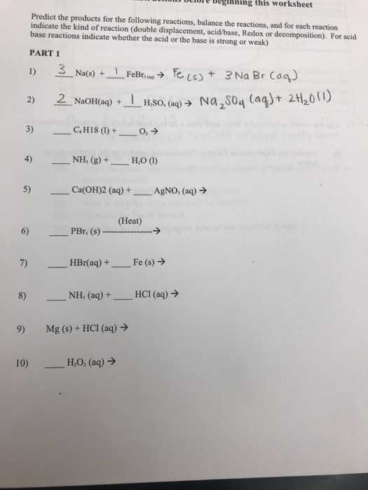 Predicting Products Of Reactions Chem Worksheet 10 4 Answer Key with Chemistry Archive December 01 2017