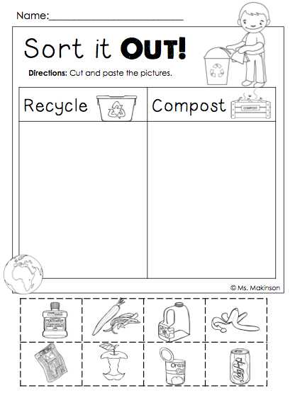 Preschool Activities Worksheets Along with Freebie Earth Day Printables sort It Out Cut and Paste