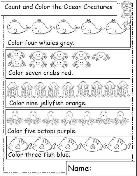 Preschool Learning Worksheets Also Ocean Animals