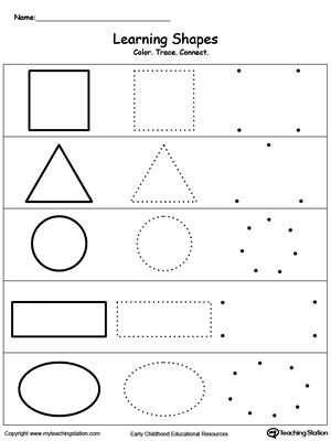 Preschool Learning Worksheets together with Learning Basic Shapes Color Trace and Connect