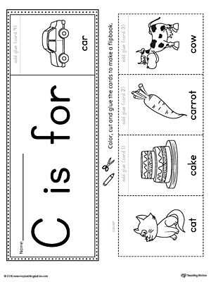 Preschool Letter Recognition Worksheets with Letter C Beginning sound Flipbook Printable