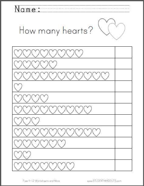 Preschool Math Worksheets Pdf together with Hearts Counting Worksheet Great for Valentine S Day Free to Print