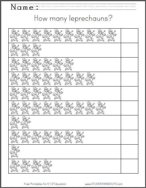 Preschool Math Worksheets Pdf together with How Many Leprechauns Free Printable 1 10 Counting Worksheet for