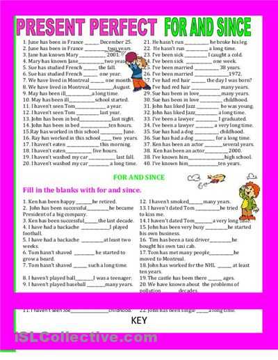 Present Perfect Tense Exercises Worksheet Along with 8 Best since for During Images On Pinterest