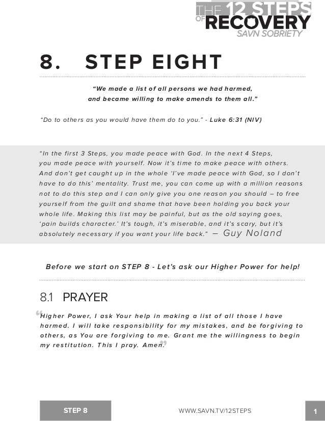 Printable Aa Step Worksheets with the 12 Steps Of Recovery Savn sobriety Workbook