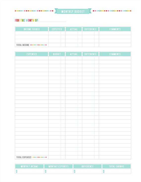 Printable Budget Worksheet Pdf Also Monthly Bud Printable Pdf Planner Page Instant by Misstiina