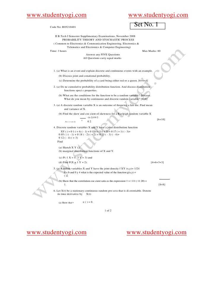 Probability theory Worksheet 1 with Probability theory and Stochastic Process
