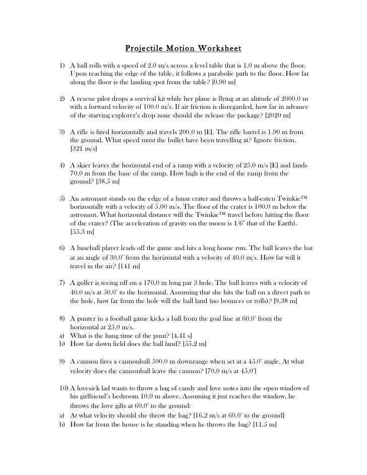 Projectile Motion Simulation Worksheet Answer Key Also Worksheets 49 Unique Projectile Motion Worksheet High Resolution