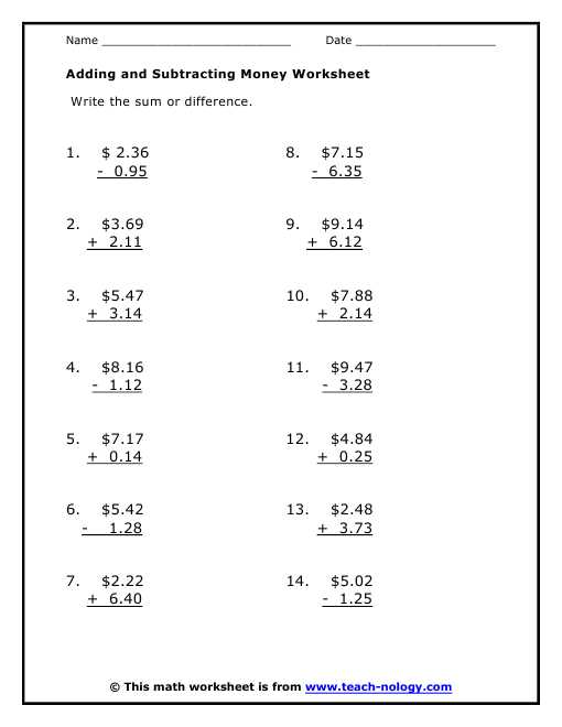 Properties Of Addition Worksheets and Addition and Subtraction Of Money Money Pinterest