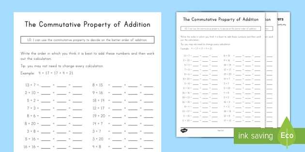 Properties Of Addition Worksheets and Mutative Property Of Addition Worksheet Activity Sheet