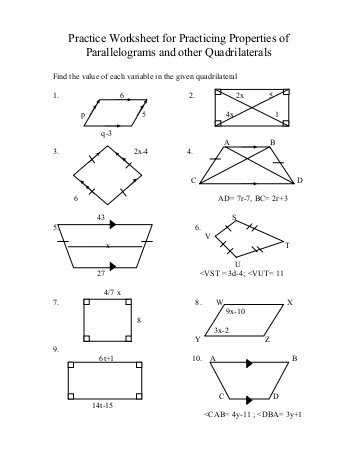 Properties Of Rectangles Rhombuses and Squares Worksheet Answers as Well as Properties Parallelograms Worksheet Cadrecorner
