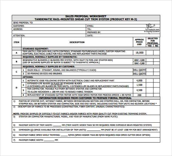 Proposal Worksheet Template Along with 20 Sample Free Sales Proposal Templates to Download