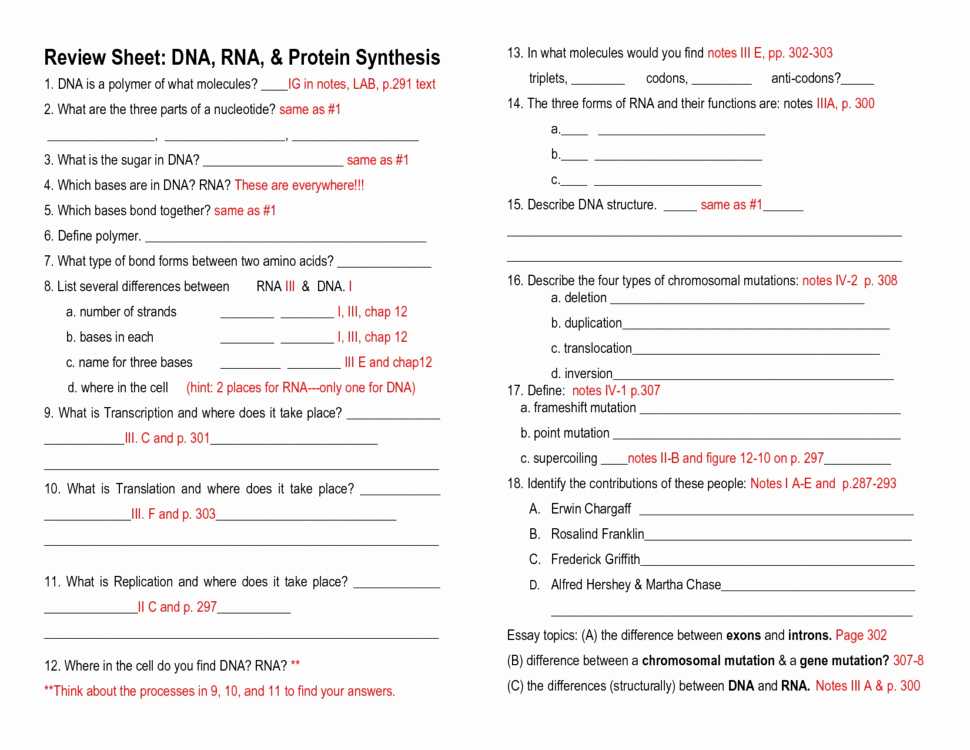 Protein Synthesis Review Worksheet Answers with Worksheet Dna Rna and Protein Synthesis Unique Ideas Archives