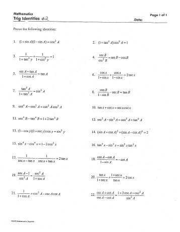 Proving Trig Identities Worksheet with Verifying Trigonometric Identities Worksheet New 3 Trig Free Awesome