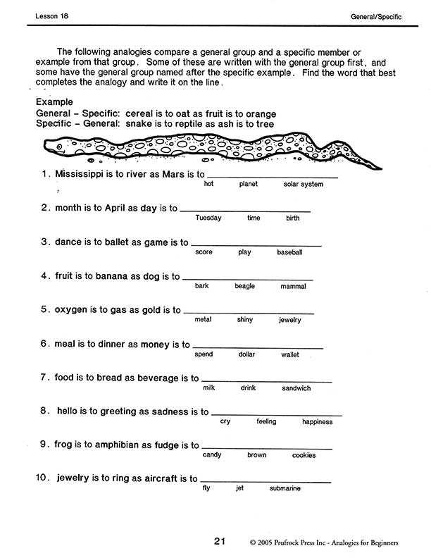Prufrock Analysis Worksheet Answer Key Also Prufrock Press Analogies for Beginners