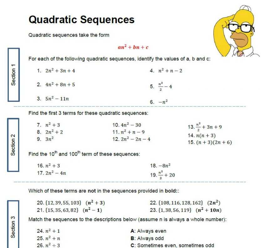 Quadratic Sequences Worksheet with Transformations Worksheets Two Step Old Version Geometry Worksheet