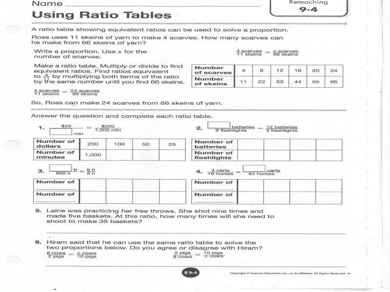Ratio Tables Worksheets with Answers Along with Ratio Tables Worksheets