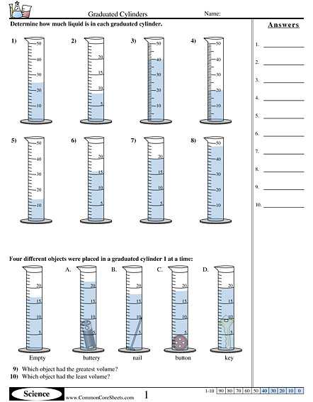 Reading A Graduated Cylinder Worksheet as Well as Volume Cylinder Worksheet