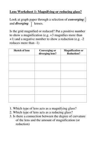 Red Shift Worksheet Answers Also Introduction to Lenses by Geth Teaching Resources Tes