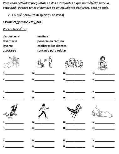 Reflexive Verbs Spanish Worksheet with foreign Language Speaking Activity with Reflexive Verbs