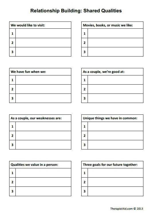 Relationship Worksheets for Couples Pdf and Relationship Values Worksheet Worksheets for All