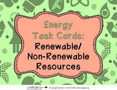 Renewable and Nonrenewable Energy Worksheets as Well as Energy Task Cards Renewable and Non Renewable Resources