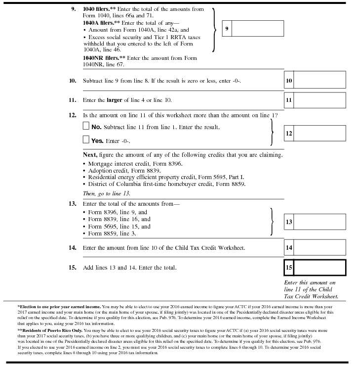 Residential Energy Efficient Property Credit Limit Worksheet and Unique Child Tax Credit Worksheet Luxury social Security Worksheet