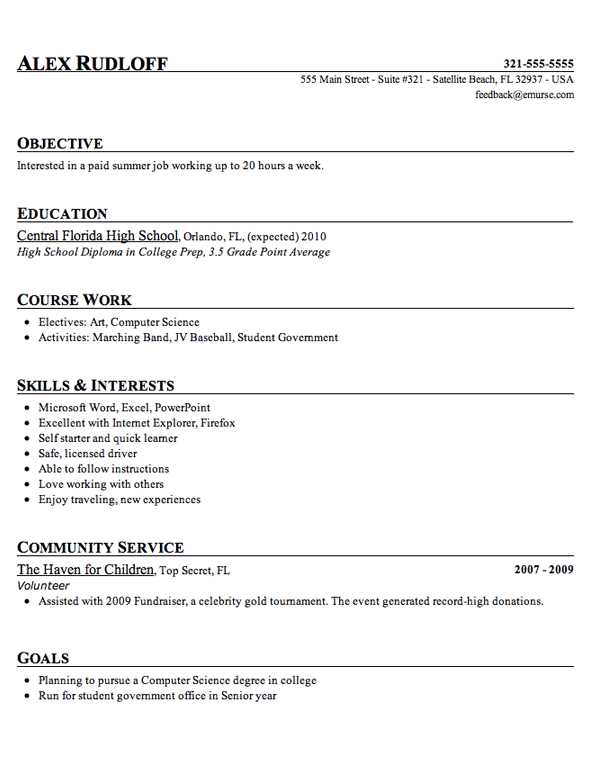 Resume Worksheet for High School Students Along with Sample High School Student Resume Example