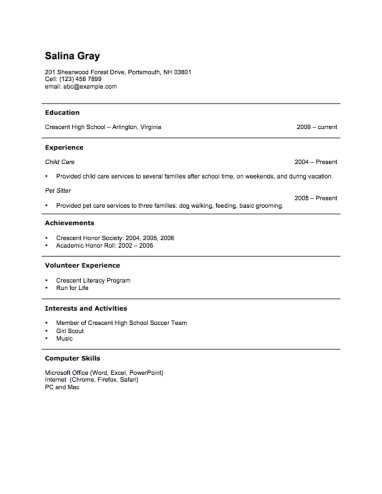 Resume Worksheet for High School Students Also Free Resume Template by Hloom