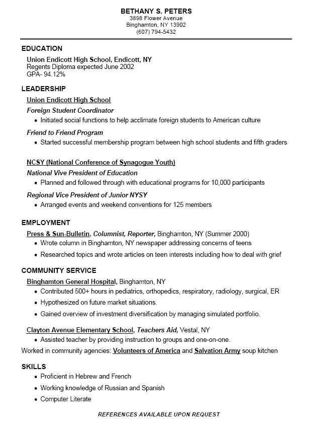 Resume Worksheet for High School Students Also Resume Objective Examples for High School Students Examples Of Resumes