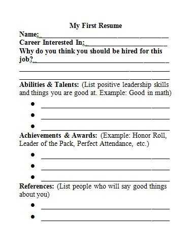 Resume Worksheet for Middle School Students Along with Paws" for Career Exploration