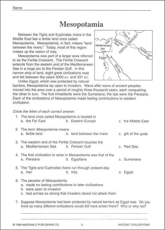 River Valley Civilizations Worksheet Answers or Ancient Mesopotamia Worksheet Worksheets for All