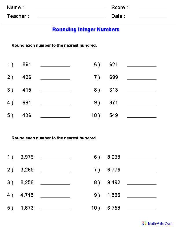 Rounding Worksheets 4th Grade together with Rounding Worksheets for Integers Math Center