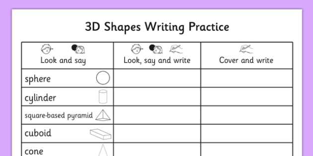 Scale Practice Worksheet or 3d Shapes Writing Practice Worksheet 3d Shapes Writing