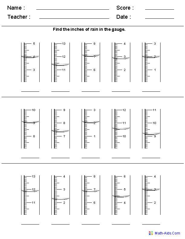 Scale Practice Worksheet together with Reading A Rain Gauge Worksheets Science Worksheets