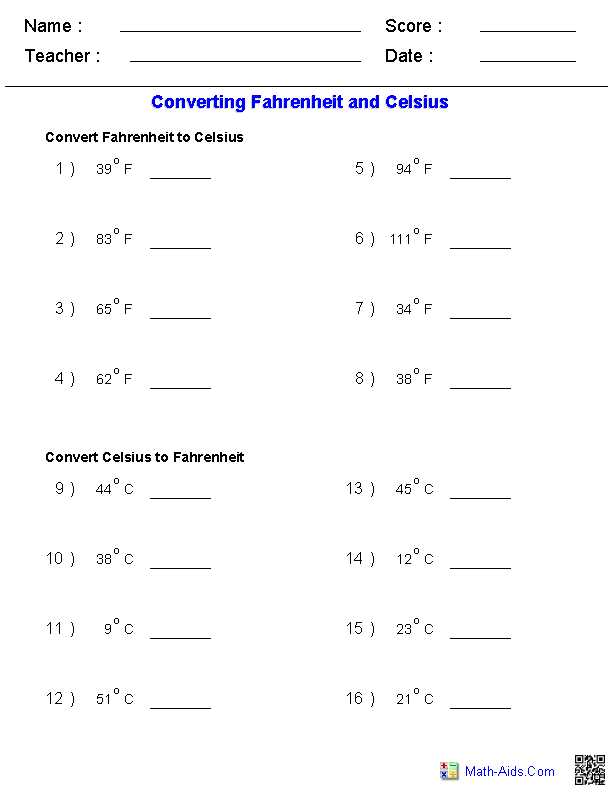 Science Worksheet Answers as Well as Converting Fahrenheit & Celsius Temperature Measurements Worksheets